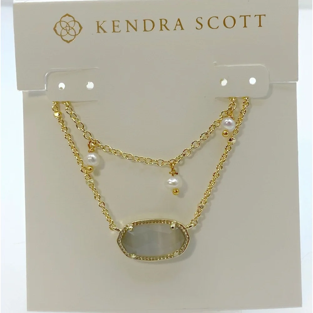 Kendra Scott Elisa Multi Strand Pearl Necklace In Ivory Mother Of Pearl And Gold - Picture 5 of 6